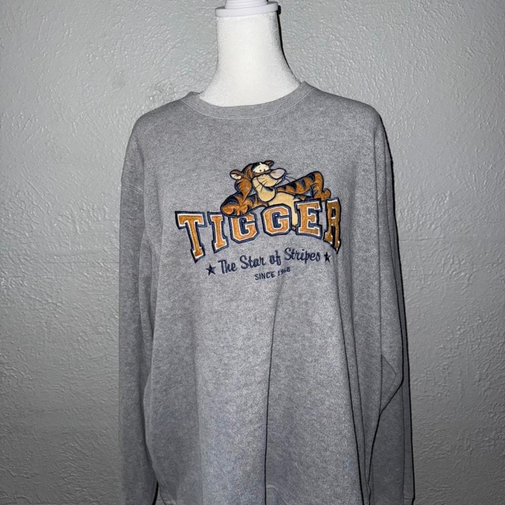 Vintage Disney Store 1968 Tigger Gray‎ Fleece  Sweatshirt Crewneck Size Large